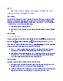 Đề thi tuyển sinh Cao đẳng kinh tế kỹ thuật công nghiệp I năm 2005 - Đề 22