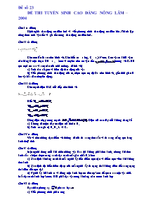 Đề thi tuyển sinh Cao đẳng nông lâm năm 2004 - Đề 23
