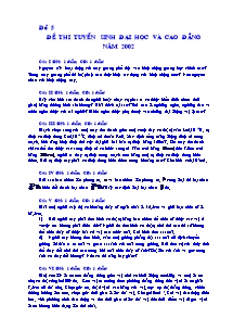 Đề thi tuyển sinh Đại học và cao đẳng năm 2002 - Đề 5