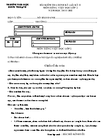 Bài kiểm tra định kỳ cuối kỳ II môn tiếng Việt đọc lớp 2 năm học 2011 - 2012 - Trường tiểu học Hồng Thuận B
