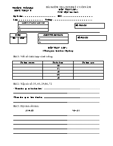 Bài kiểm tra định kỳ cuối năm môn Toán lớp 1 năm học 2011 - 2012 - Trường tiểu học Hồng Thuận B