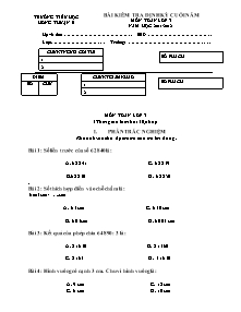 Bài kiểm tra định kỳ cuối năm môn Toán lớp 3 năm học 2011 - 2012 - Trường tiểu học Hồng Thuận B