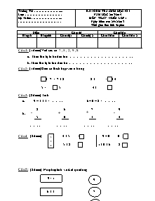 Bài kiểm tra cuối học kì I năm học 2013 - 2014 môn Toán - khối lớp 1