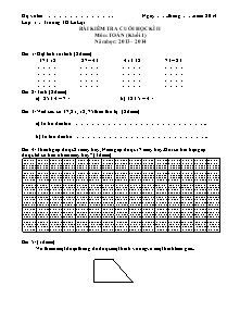 Bài kiểm tra cuối học kì II môn: Toán (khối 1) năm học: 2013 – 2014