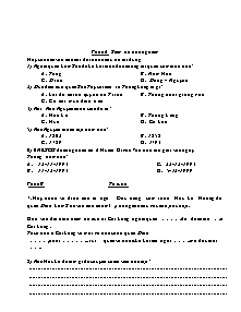 Bài kiểm tra cuối học kỳ II môn: Lịch sử năm học 2008 - 2009 - Trường TH Quảng Thuận