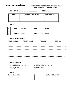 Bài kiểm tra cuối kì 1 năm học 2012 - 2013 môn: Toán lớp 5