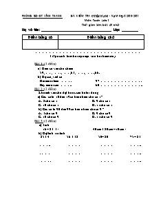 Bài kiểm tra cuối năm - Năm học 2010 - 2011 môn: Toán lớp 1