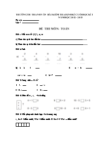 Bài kiểm tra định kì cuối học kì 1 năm học 2012 - 2013 môn Toán