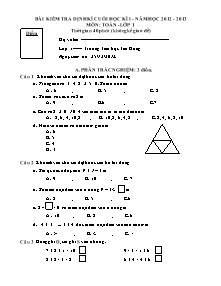 Bài kiểm tra định kì cuối học kì I - Năm học 2012 - 2013 môn: Toán lớp 1