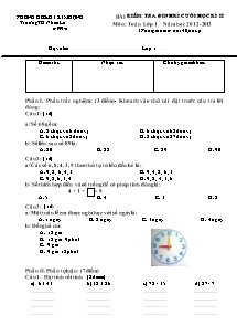 Bài kiểm tra định kì cuối học kì II môn: Toán lớp 1 năm học 2012 - 2013