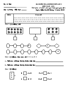 Bài kiểm tra định kì giữa kì I môn Toán - Lớp 1