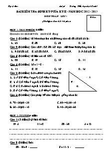 Bài kiểm tra định kỳ giữa kỳ II - Năm học 2012 - 2013 môn Toán lớp 1