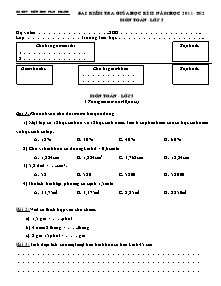 Bài kiểm tra giữa học kì II năm học 2011 - 2012 môn Toán lớp 5