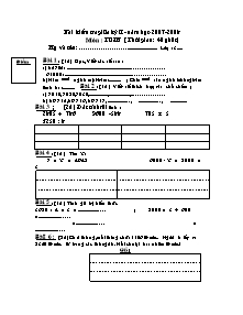 Bài kiểm tra giữa kỳ II - Năm học 2007 - 2008 môn: Toán 3