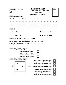 Bài kiểm tra lớp 1 giữa học kì 2 – 2009 - 2010 môn: Toán