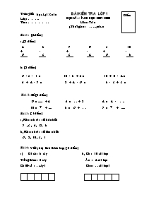 Bài kiểm tra lớp 1 học kì 1 - Năm học 2007 - 2008 môn: Toán