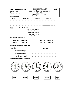 Bài kiểm tra lớp 1 học kì 2 - Năm học 2008 - 2009 môn: Toán học
