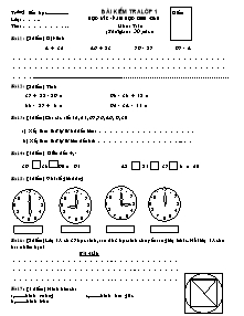 Bài kiểm tra lớp 1 học kì 2 - Năm học 2009 - 2010 môn: Toán