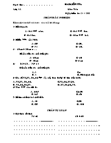 Bài kiểm tra môn Toán lớp 1 năm 2008