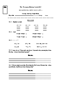 Bài kiểm tra môn Toán lớp 1 - Trường tiểu học Thạch Châu