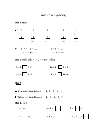 Bài ôn tập môn Toán (khối 1)