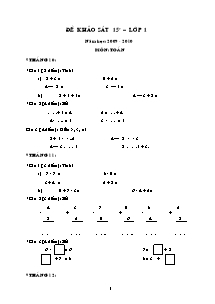 Đề khảo sát 15 phút lớp 1 năm học: 2009 - 2010 môn: Toán
