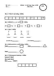 Đề khảo sát chất lượng tháng 11/2009 môn: Toán lớp