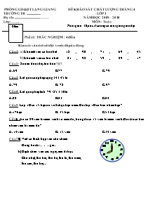 Đề khảo sát chất lượng tháng 4 lớp 1 năm học 2009 – 2010 môn: Toán