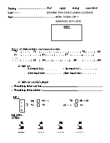 Đề kiểm tra chất lượng cuối kì II môn: Toán lớp 1 năm học 2011 - 2012