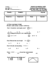 Đề kiểm tra cuối học kì I môn Toán học lớp 1 năm học 2013 - 2014