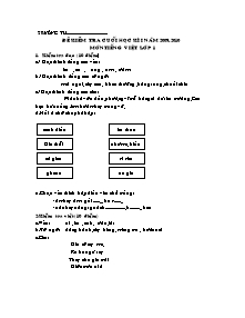 Đề kiểm tra cuối học kì I năm 2009 - 2010 môn Tiếng Việt khối lớp 1