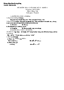 Đề kiểm tra cuối học kì II - Khối I năm học: 2013 - 2014 môn học Tiếng Việt