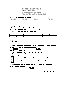 Đề kiểm tra cuối kì II môn: Toán lớp 1
