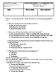 Đề kiểm tra cuối kỳ II – Năm học 2009 – 2010 môn: Khoa học lớp 5