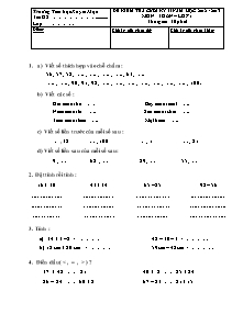 Đề kiểm tra cuối kỳ II năm học 2012 - 2013 môn: Toán lớp 1 - Trường Tiểu học Xuyên Mộc