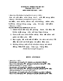 Đề kiểm tra định kì cuối học kì I năm học 2012 - 2013 môn: Tiếng Việt (đọc) lớp 1
