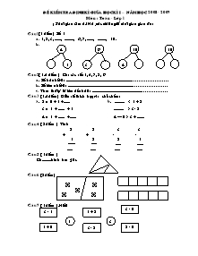 Đề kiểm tra định kì giữa học kì I – Năm học 2008 - 2009 môn: Toán lớp 1