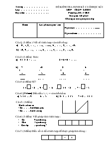 Đề kiểm tra định kỳ cuối học kì I môn: Toán - Khối I năm học: 2013 - 2014