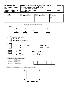 Đề kiểm tra định kỳ cuối kỳ I năm học: 2013 - 2014 môn Toán lớp 1