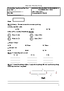 Đề kiểm tra định kỳ giữa học kì II năm học: 2013 – 2014 môn: Toán lớp 1 - Trường Tiểu học Nguyễn Văn Trỗi