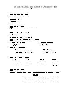 Đề kiểm tra giữa học kì II khối 1 năm học 2009 – 2010 môn Toán