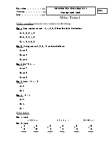 Đề kiểm tra giữa học kỳ I năm học 2008 - 2009 môn Toán 1 - Đề 2