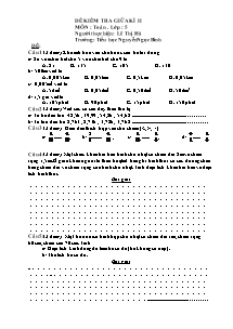 Đề kiểm tra giữa kì II môn Toán học lớp 5