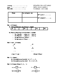 Đề kiểm tra giữa kì II môn: Toán khối năm học: 2013 - 2014