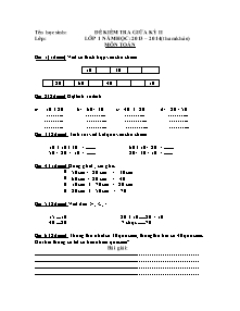 Đề kiểm tra giữa kỳ II lớp 1 năm học: 2013 – 2014