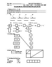 Đề kiểm tra học kỳ I môn: Toán - Lớp 1 - Năm học: 2008 - 2009