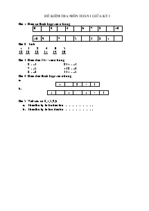 Đề kiểm tra môn Toán 1 giữa kỳ I