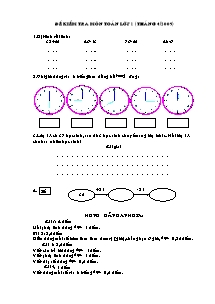 Đề kiểm tra môn Toán lớp 1 (tháng 4/2009)