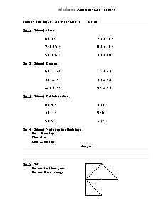 Đề kiểm tra: môn Toán - Lớp 1 tháng 9