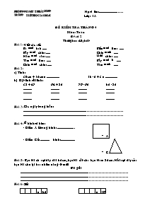 Đề kiểm tra tháng 4 môn: Toán lớp 1 - Đề số 2
